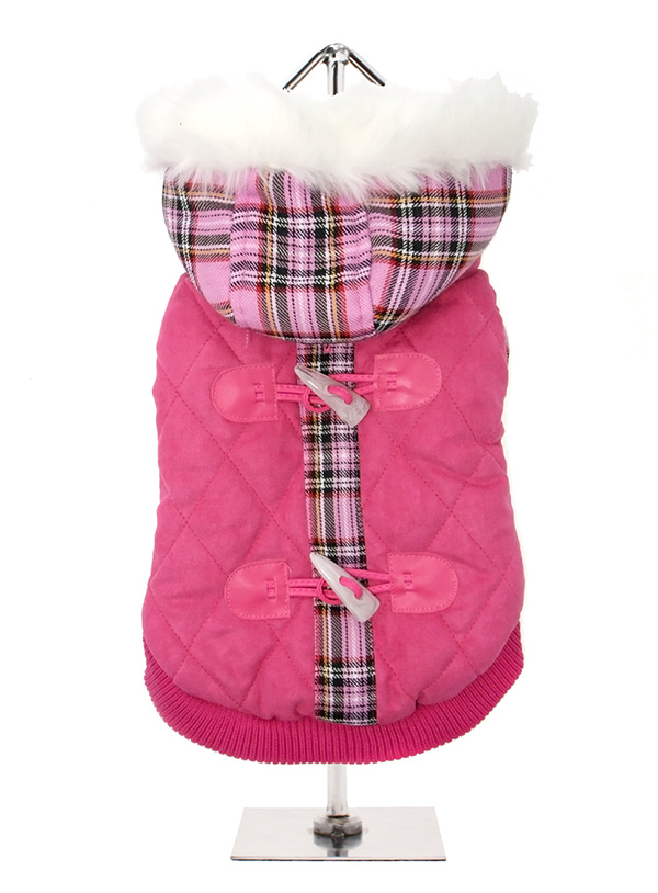 pink tartan dog coat