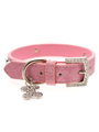 Pink Leather Diamante Collar / Diamante Bone Charm & Lead Set